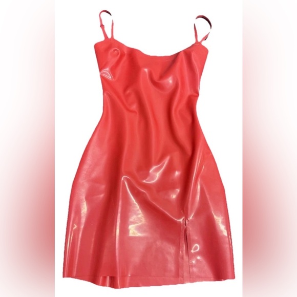 NWT! KHY x Poster Girl Latex Dress Mini Red Sexy XXS - Picture 3 of 9